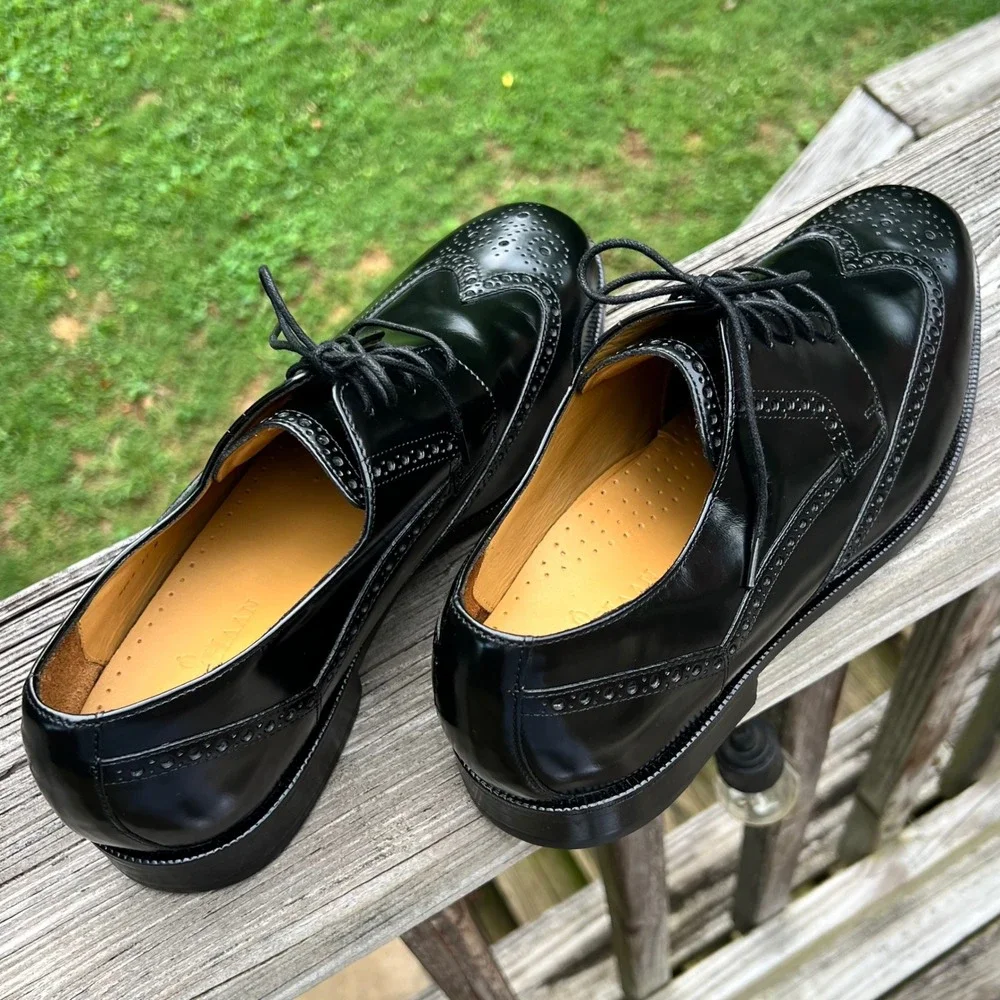 Cole Haan Oxford Wingtip 10.5 M Black Leather Dress Shoes Brogue Nike Air Luxury